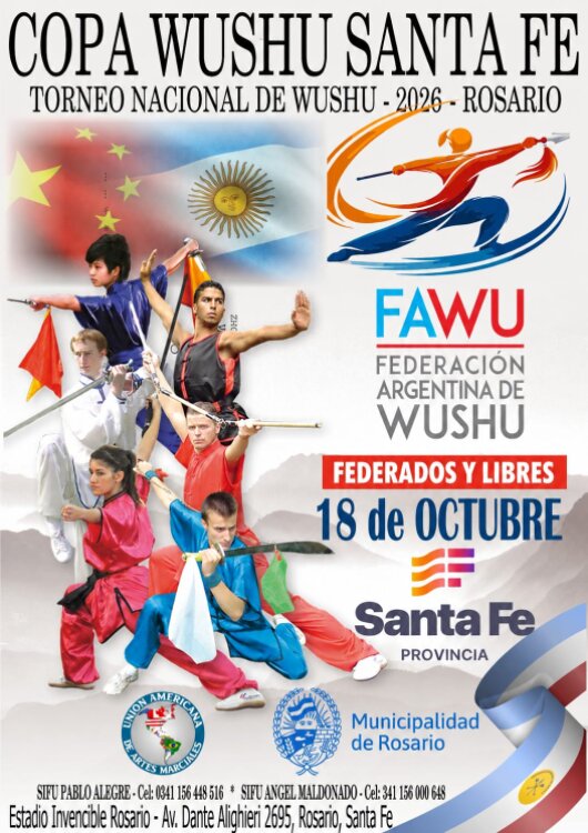 Competidores de wushu ejecutando técnicas en un torneo